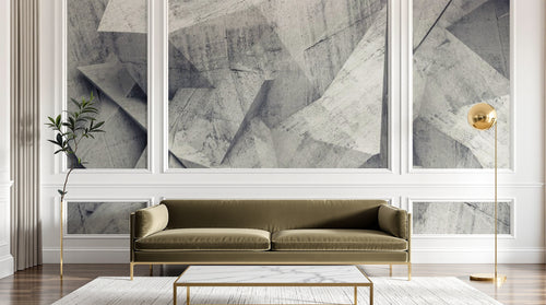 Design ZX0362 — Papier peint Beton 3D facette polygones gris — Novomur