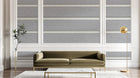 Design ZX0592 — Papier peint Bandes horizontales blanches gris texturees — Novomur