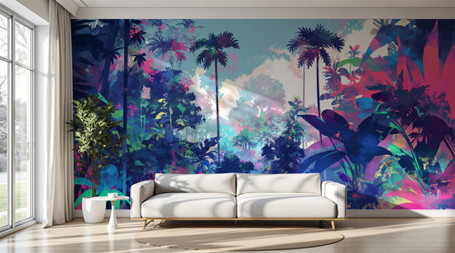 Design A0050 — Papier peint Palmier Tropical Pop Art Vif — Novomur