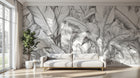 Design A0058 — Papier peint Palmier Tropical Noir et Blanc — Novomur