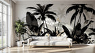 Design A0059 — Papier peint Palmier Tropical Noir et Blanc — Novomur