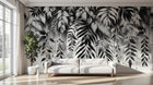 Design A0323 — Papier peint Palmier Tropical Noir et Blanc — Novomur