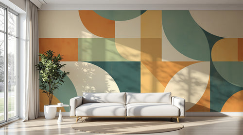 Design A0514 — Papier peint Art Abstrait Bauhaus Coloré - Collection 2 — Novomur
