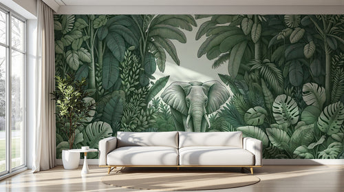 Design A0571 — Papier peint Jungle Tropicale Dense Aquarelle — Novomur
