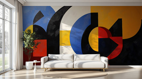 Design A0967 — Papier peint Art Abstrait Bauhaus Coloré - Collection 2 — Novomur