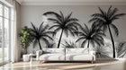 Design E0999 — Papier peint Palmier Tropical Noir et Blanc — Novomur