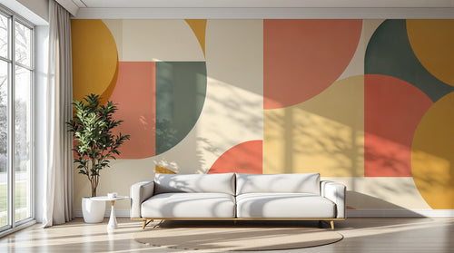 Design F0841 — Papier peint Art Abstrait Bauhaus Coloré - Collection 1 — Novomur