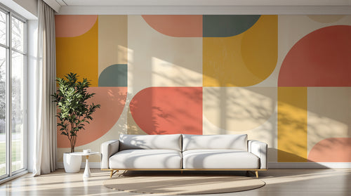 Design F0842 — Papier peint Art Abstrait Bauhaus Coloré - Collection 1 — Novomur