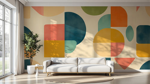 Design F0843 — Papier peint Art Abstrait Bauhaus Coloré - Collection 1 — Novomur