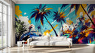 Design F0936 — Papier peint Palmier Tropical Pop Art Vif — Novomur