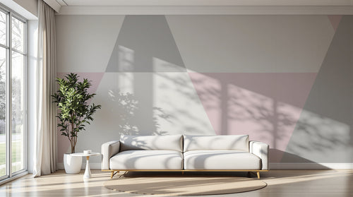 Design L0327 — Papier peint Triangles roses gris pastel scandinave — Novomur