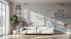 Design L0394 — Papier peint Brique blanche motifs nautiques vintage — Novomur