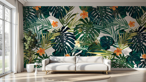 Design SK0856 — Papier peint Palmier Tropical Pop Art Vif — Novomur