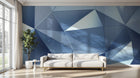 Design SL0209 — Papier peint Triangles 3D bleu acier facette — Novomur