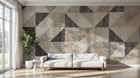 Design SL0284 — Papier peint Triangles gris beige textile lin — Novomur