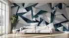 Design SL0454 — Papier peint Triangles 3D gris bleu facette — Novomur