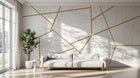 Design SL0699 — Papier peint Marbre blanc lignes dorees geometrique — Novomur