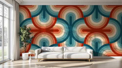 Design SL0724 — Papier peint Cercles concentriques retro 70s — Novomur