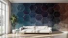 Design SL0734 — Papier peint Hexagones grunge degradient connexions — Novomur