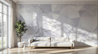 Design ZX0265 — Papier peint Polygones blancs facette abstrait minimal — Novomur