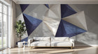 Design ZX0364 — Papier peint Pyramides 3D blanc bleu beton — Novomur