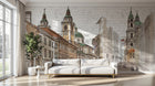 Design ZX0485 — Papier peint Rue europeenne basilique croquis brique — Novomur