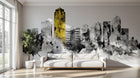 Design ZX0501 — Papier peint Skyline aquarelle eclaboussures noir jaune — Novomur