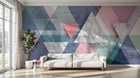 Design ZX0517 — Papier peint Triangles marbre rose bleu pastel — Novomur
