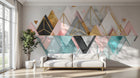 Design ZX0520 — Papier peint Triangles rose marbre dore montagne 3D — Novomur
