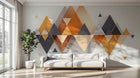 Design ZX0522 — Papier peint Triangles orange marbre montagne 3D — Novomur