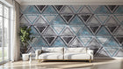 Design ZX0524 — Papier peint Triangles textiles bleu gris scandinave — Novomur