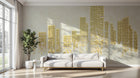 Design ZX0550 — Papier peint Skyline gratte-ciel dores mosaique luxe — Novomur