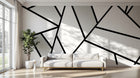 Design ZX0635 — Papier peint Triangles abstraits noir blanc gris — Novomur