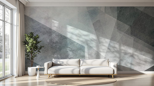 Design ZX0697 — Papier peint Triangles gris bleu grunge superposes — Novomur
