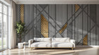 Design ZX0772 — Papier peint Triangles dores bois patterns beton luxe — Novomur