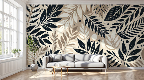 Design A0019 — Papier peint Botanique Feuilles Sombres — Novomur
