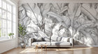 Design A0058 — Papier peint Palmier Tropical Noir et Blanc — Novomur