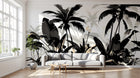 Design A0059 — Papier peint Palmier Tropical Noir et Blanc — Novomur