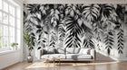 Design A0323 — Papier peint Palmier Tropical Noir et Blanc — Novomur