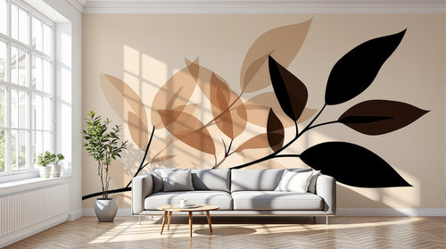 Design A0786 — Papier peint Botanique Feuilles Sombres — Novomur