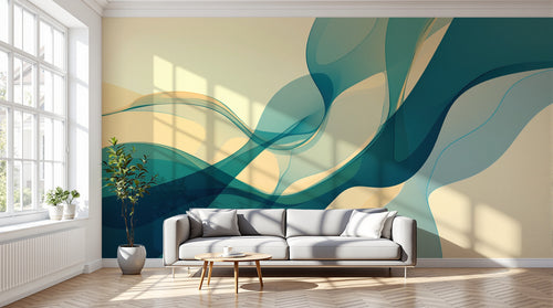 Design A0847 — Papier peint Art Abstrait Vagues et Lignes — Novomur