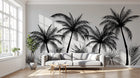 Design E0999 — Papier peint Palmier Tropical Noir et Blanc — Novomur