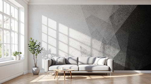 Design L0378 — Papier peint Triangles abstraits gris noir grunge — Novomur