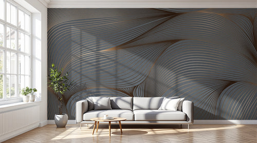 Design SK0142 — Papier peint Art Abstrait Vagues et Lignes — Novomur
