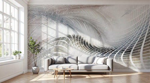 Design SL0700 — Papier peint Vagues lignes spirale fluide gris — Novomur