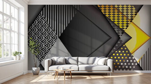 Design ZX0487 — Papier peint Art Abstrait Bauhaus Beige - Collection 1 — Novomur