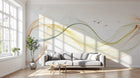 Design ZX0489 — Papier peint Vagues fluides multicolores oiseaux marbre — Novomur